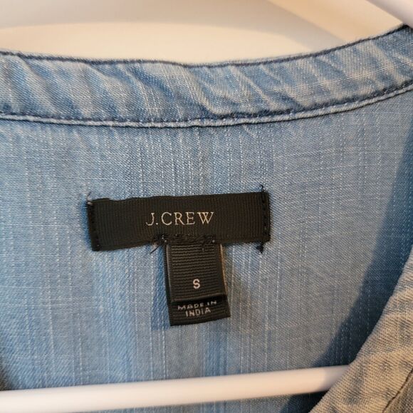 J Crew Chambray Dress Lyocell Blue Popover Ombre Shirt Dress Size Small S - Picture 3 of 6